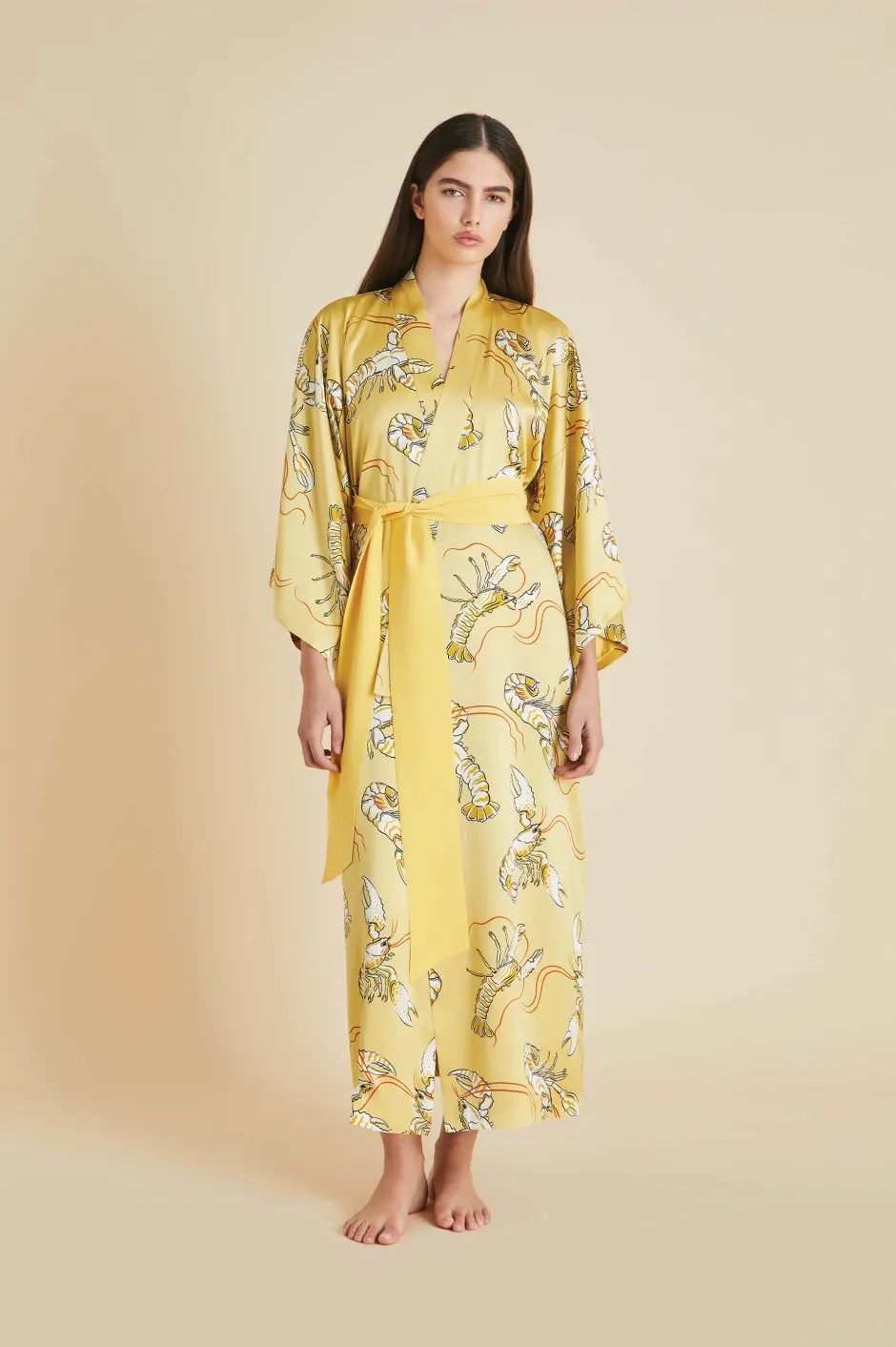 Outlet Olivia von Halle Queenie Perseus Lobster Robein Silk Satin Yellow