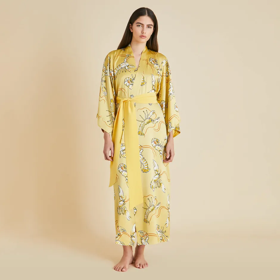 Outlet Olivia von Halle Queenie Perseus Lobster Robein Silk Satin Yellow