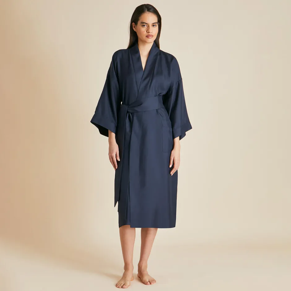 Best Sale Olivia von Halle Sabine Robein Silk Twill Navy