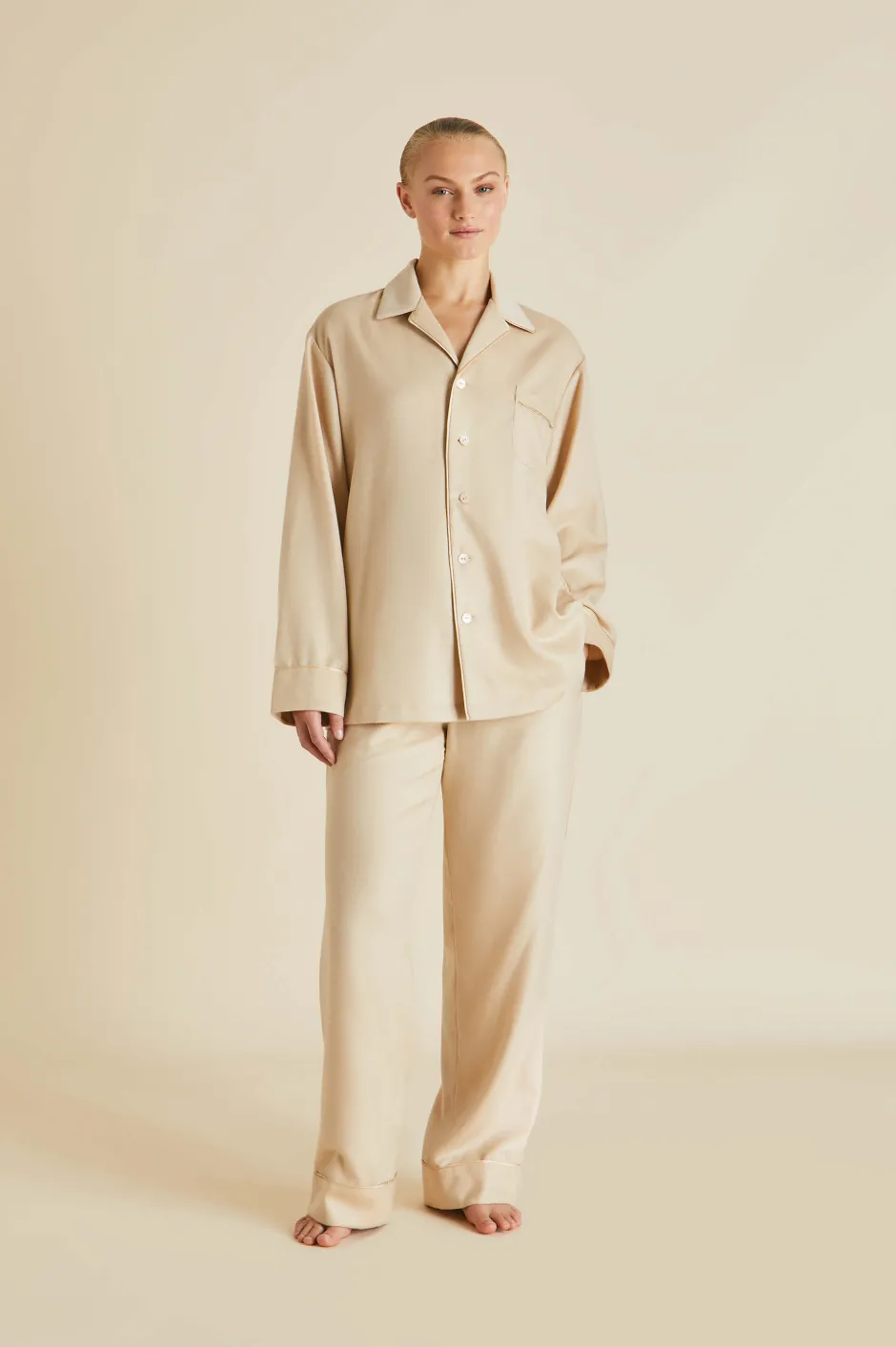 Outlet Olivia von Halle Vanderbilt Muscat Pajamasin Cashmere Beige