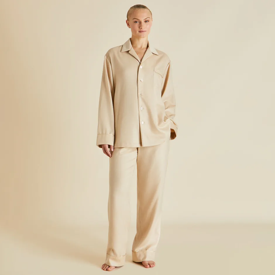 Outlet Olivia von Halle Vanderbilt Muscat Pajamasin Cashmere Beige