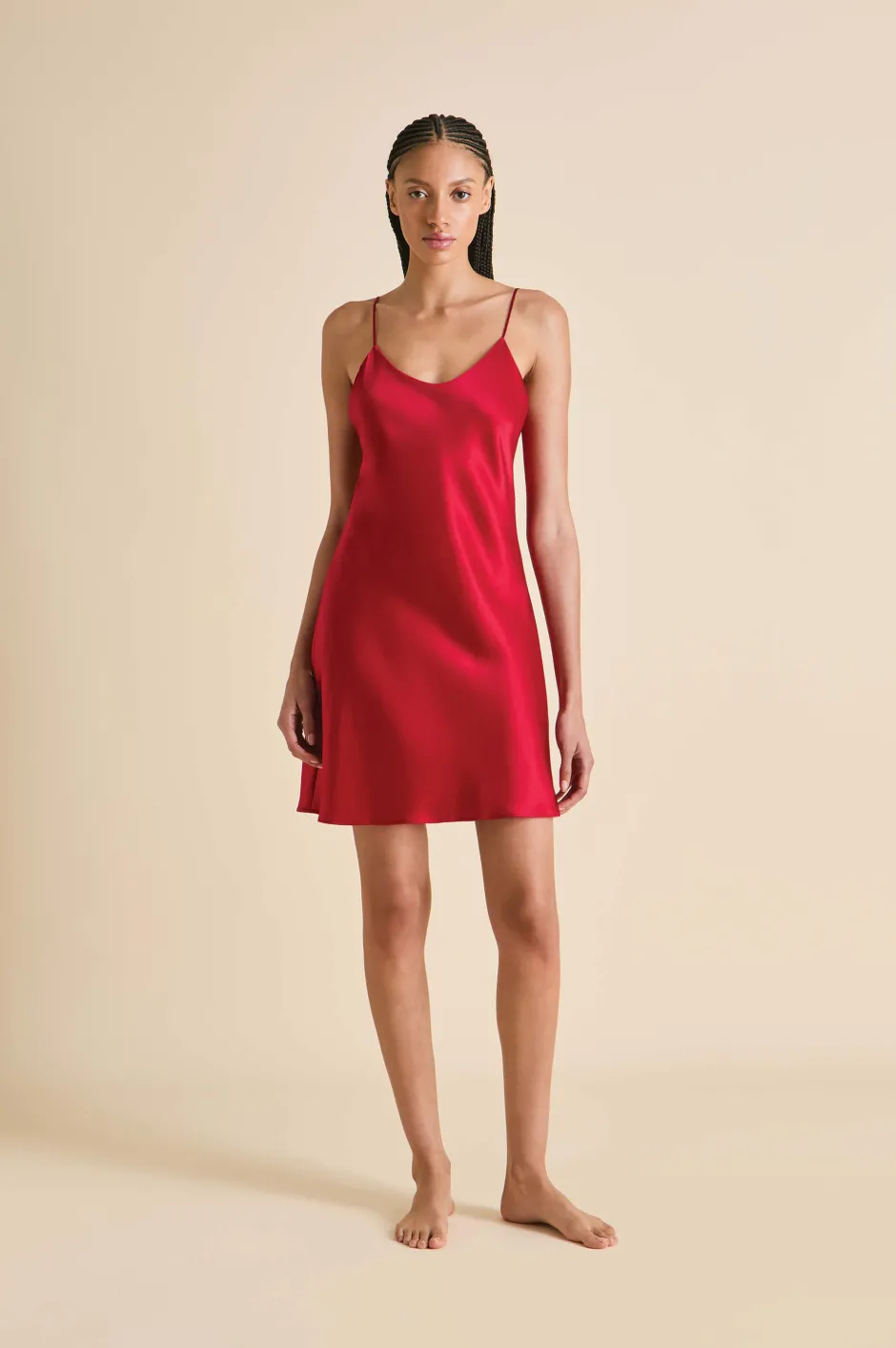 Store Olivia von Halle Venus Ruby Slip Dressin Silk Satin Red