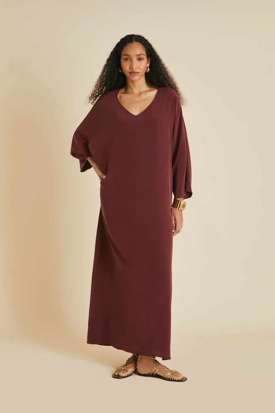 Flash Sale Olivia von Halle Vreeland Dressin Silk Crêpe de Chine Burgundy