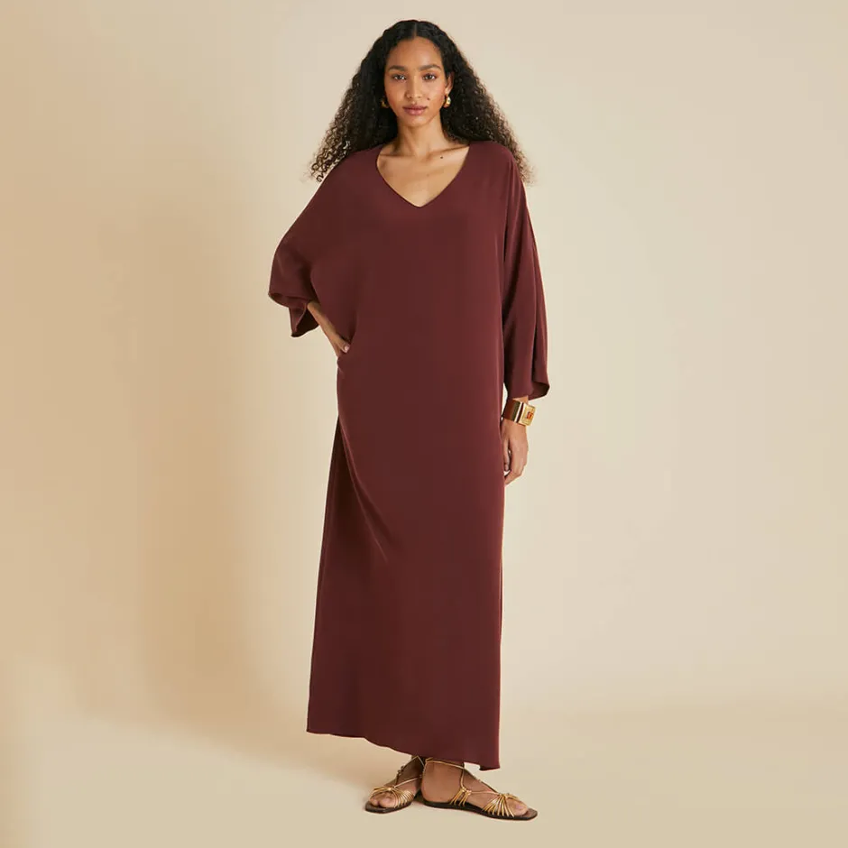 Flash Sale Olivia von Halle Vreeland Dressin Silk Crêpe de Chine Burgundy