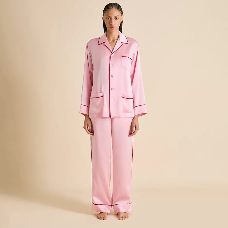 Store Olivia von Halle Yves Blush Pajamasin Silk Satin Pink