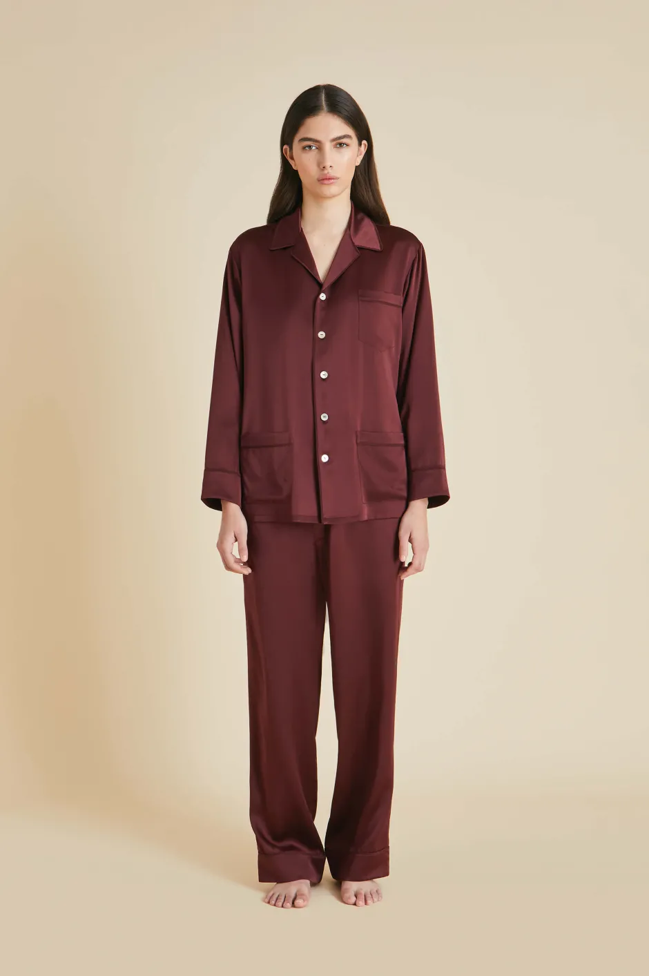 Online Olivia von Halle Yves Pajamasin Silk Satin Burgundy