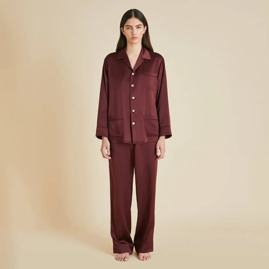 Online Olivia von Halle Yves Pajamasin Silk Satin Burgundy