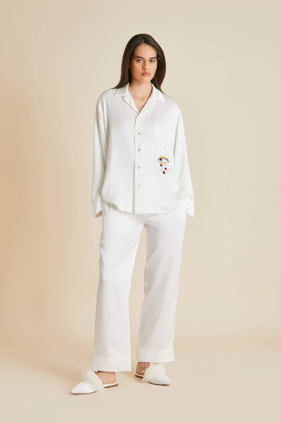 Cheap Olivia von Halle Yves Desire pajamasin Silk Satin Ivory