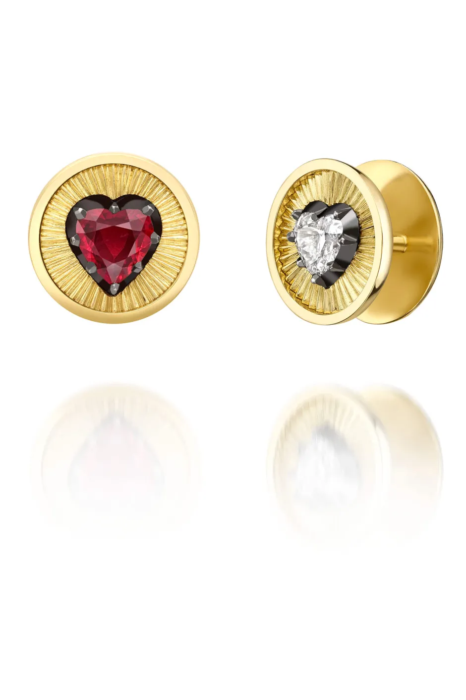 Sale Olivia von Halle Yves Desire pajamasin Silk with Ruby and Diamond Buttons by Jessica McCormack Ivory