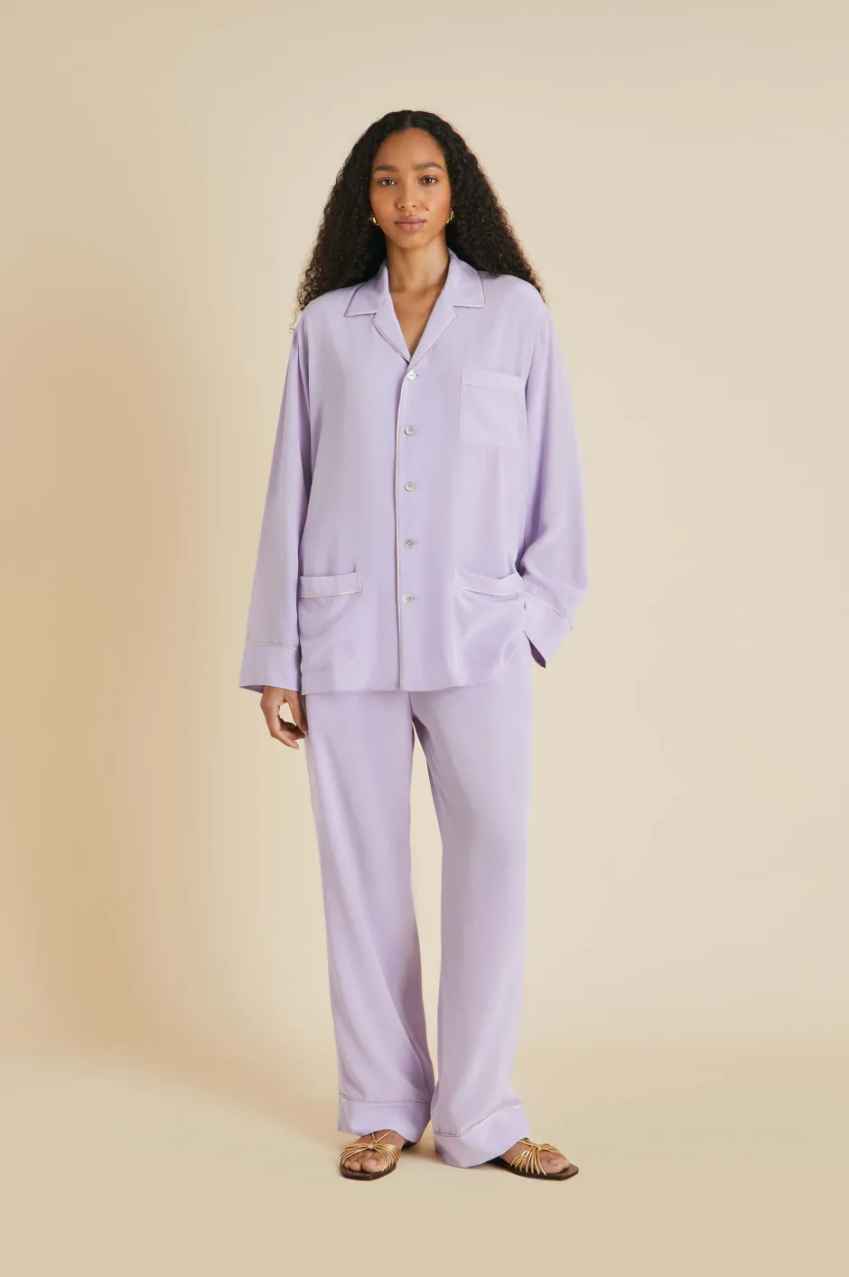 Cheap Olivia von Halle Yves Pajamasin Silk Crêpe de Chine Lavender