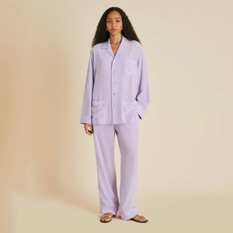 Cheap Olivia von Halle Yves Pajamasin Silk Crêpe de Chine Lavender