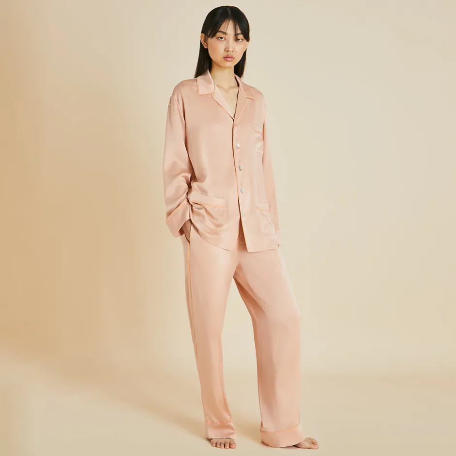 Best Sale Olivia von Halle Yves Shell Pajamasin Sandwashed Silk Pink