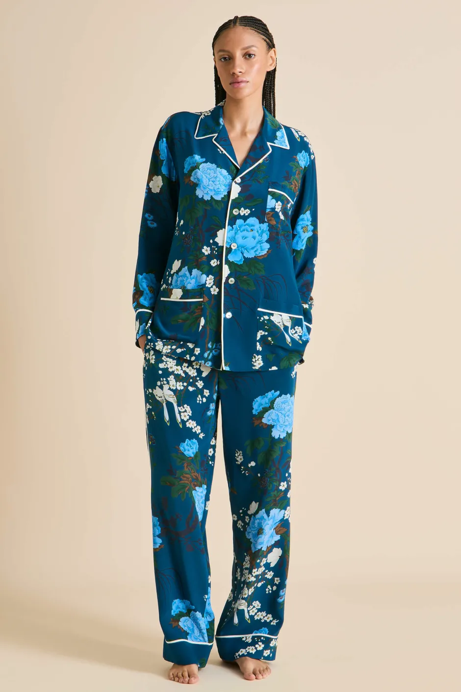 yves_tibatant_blue_floral_pajamasin_silk_crpe_de_chine_3.webp Outlet Olivia von Halle Yves Tibatant Floral Pajamasin Silk Crêpe de Chine Blue