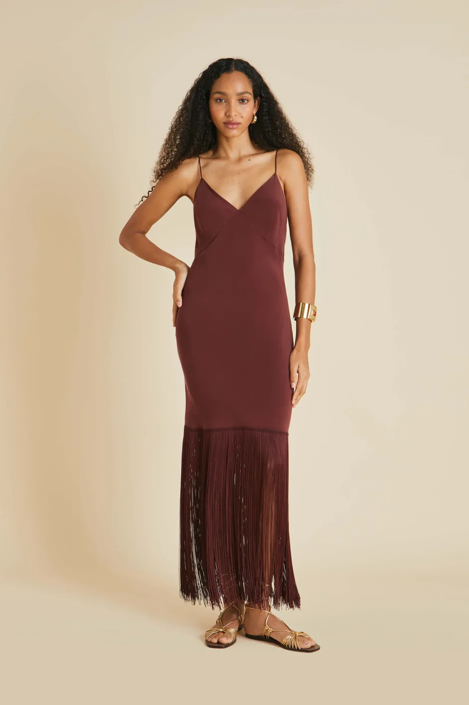 Sale Olivia von Halle Zoya Slip Dressin Silk Crêpe de Chine Burgundy