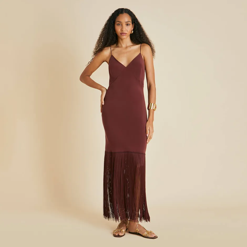 Sale Olivia von Halle Zoya Slip Dressin Silk Crêpe de Chine Burgundy