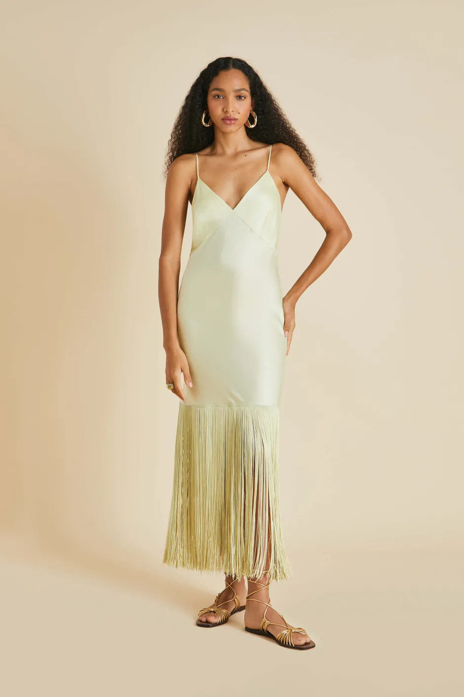 Online Olivia von Halle Zoya Yellow Slip Dressin Sandwashed Silk Paleyellow