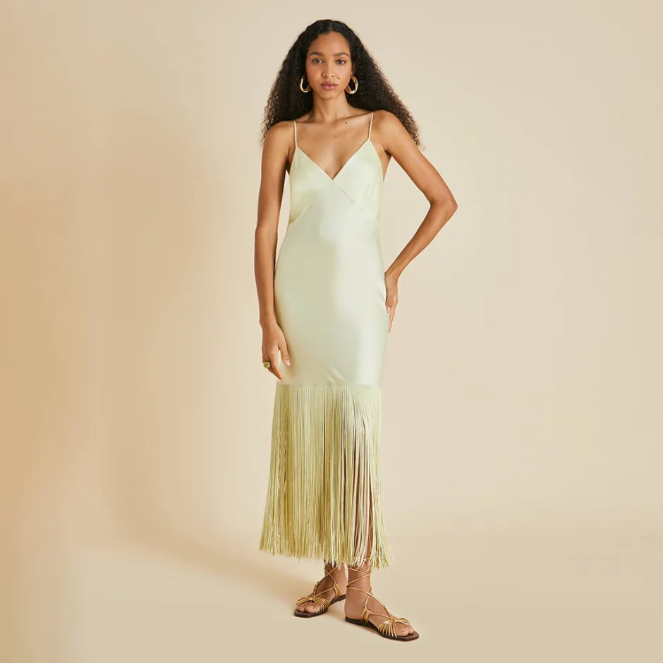 Online Olivia von Halle Zoya Yellow Slip Dressin Sandwashed Silk Paleyellow